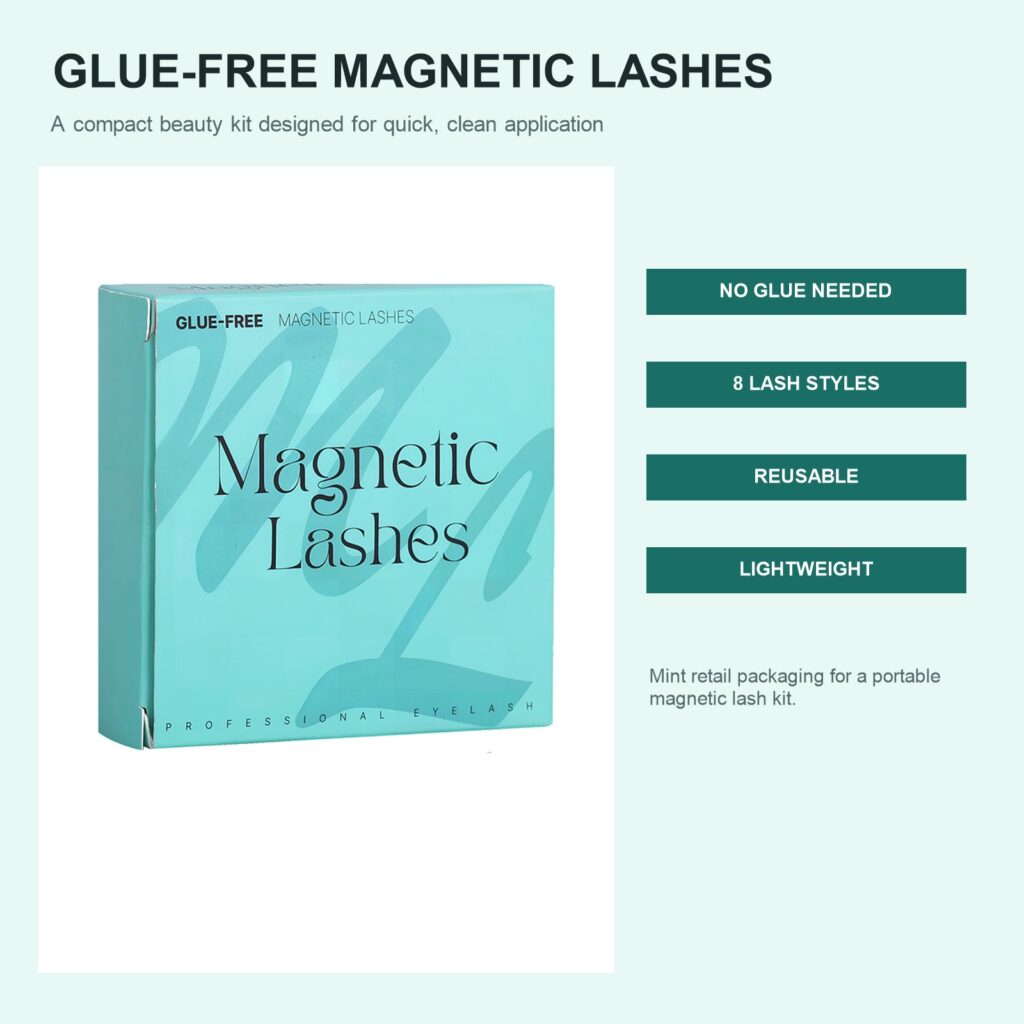 Glue-Free Magnetic False Eyelashes Kit with Applicator & Mirror