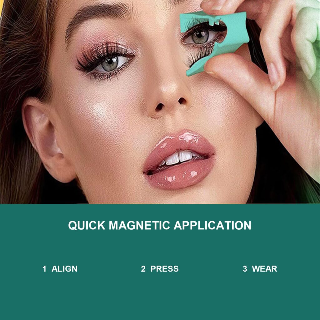 Glue-Free Magnetic False Eyelashes Kit with Applicator & Mirror