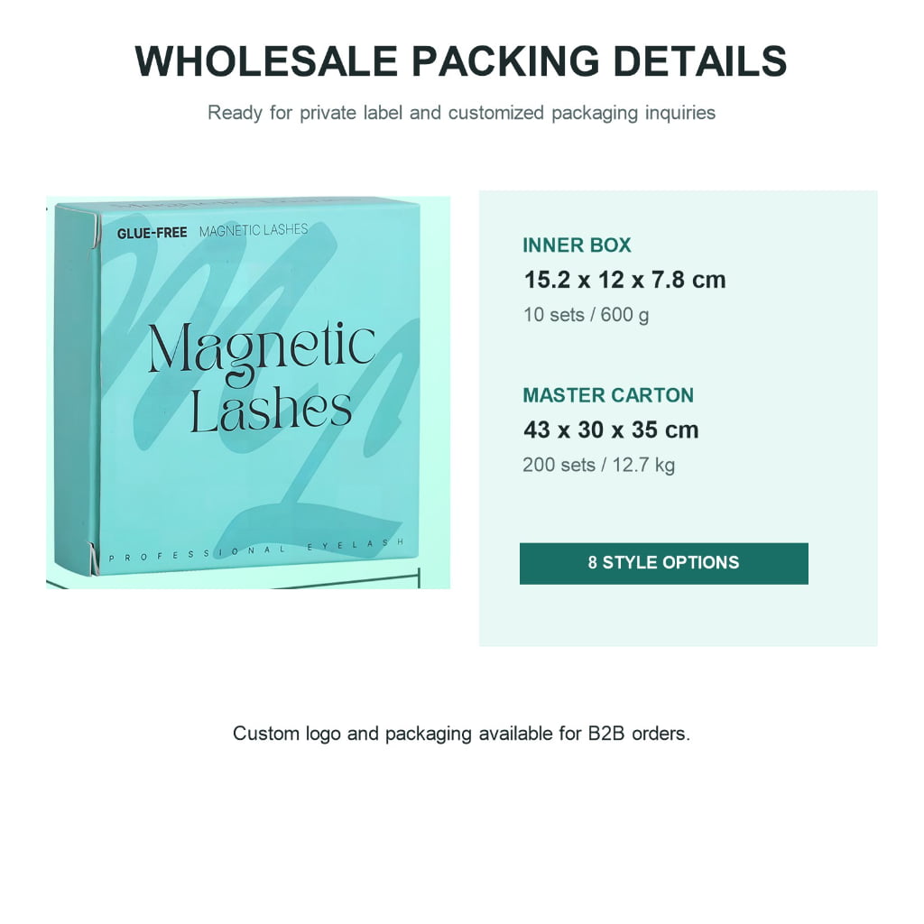 Glue-Free Magnetic False Eyelashes Kit with Applicator & Mirror