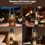 Touch Control Wine Bottle Stopper Lamp, 3‑Color Dimmable Rechargeable LED Decor Night Light