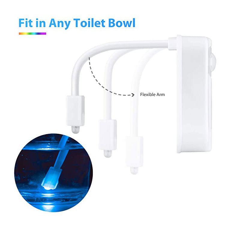 Motion Sensor Toilet Night Light, LED Toilet Bowl Light with Human Motion & Light Sensor, 8/16‑Color Changing Waterproof Toilet Seat Lamp