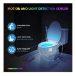 Motion Sensor Toilet Night Light, LED Toilet Bowl Light with Human Motion & Light Sensor, 8/16‑Color Changing Waterproof Toilet Seat Lamp