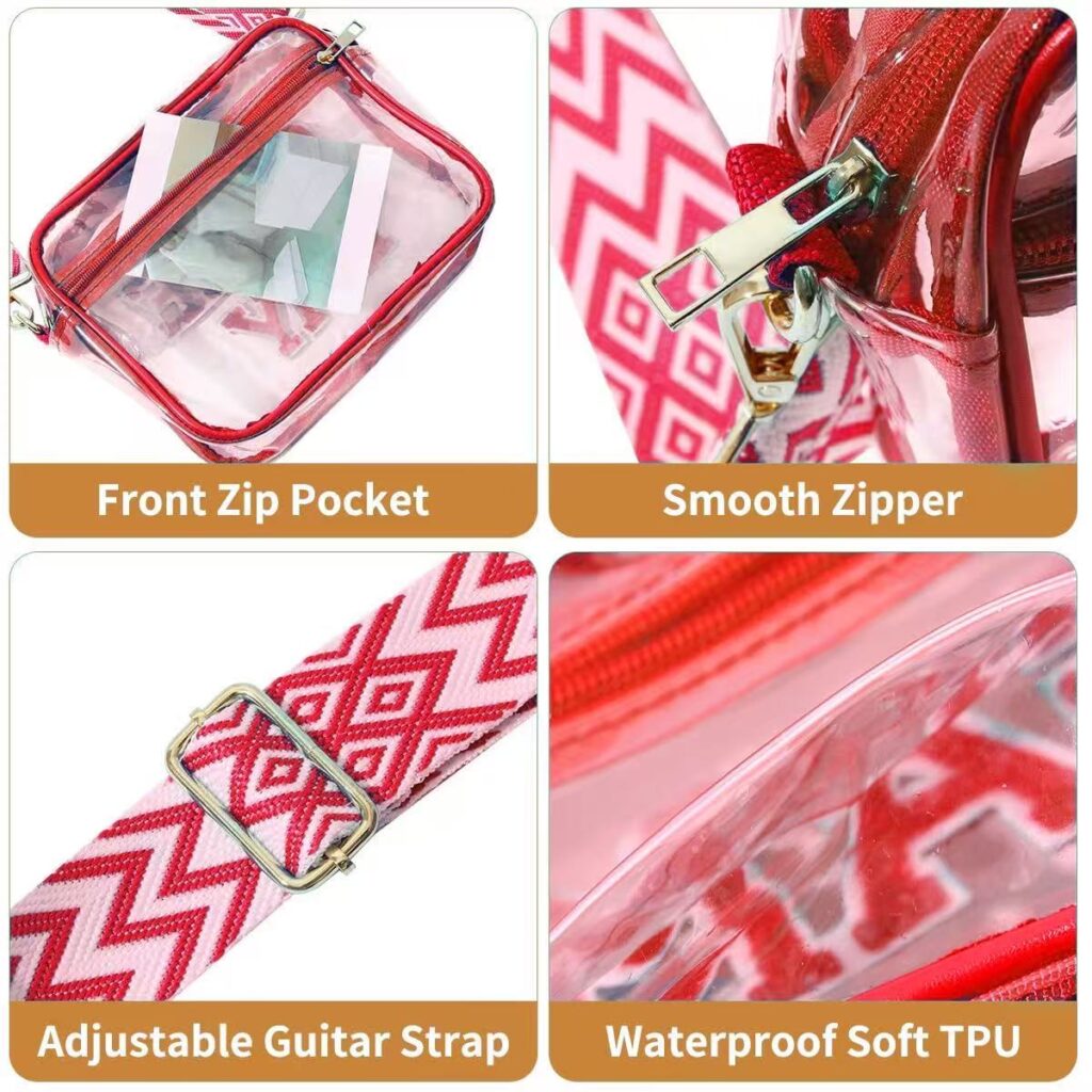 “Game Day” Clear Crossbody Purse, Transparent PVC Stadium Bag for Concerts & Sports