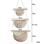 3‑Tier Macrame Hanging Fruit Basket, Detachable Nordic Woven Wall Hanging Produce Storage Net Bag for home