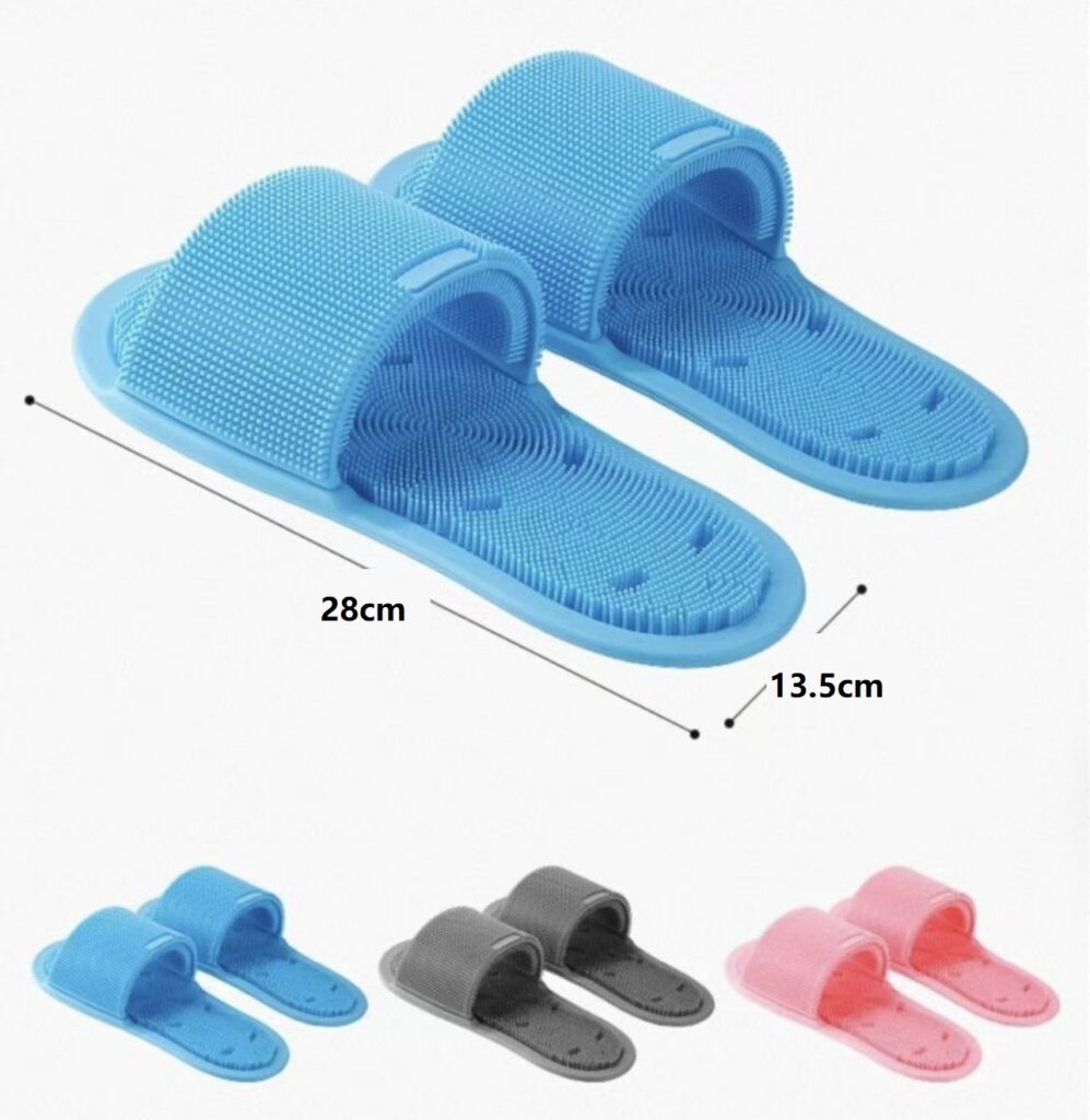 Silicone Hands‑Free Foot Scrubber Slipper, Non‑Slip Suction Cup Foot Massager for Shower Bathroom
