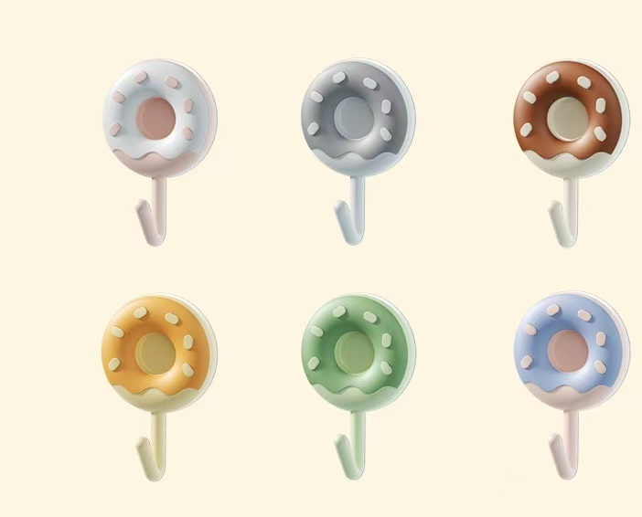 Donut Shaped Self‑Adhesive Wall Hooks, No Drill Cute Decorative Multi‑Purpose Hooks for Home Organizing