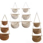 3‑Tier Macrame Hanging Fruit Basket, Detachable Nordic Woven Wall Hanging Produce Storage Net Bag for home