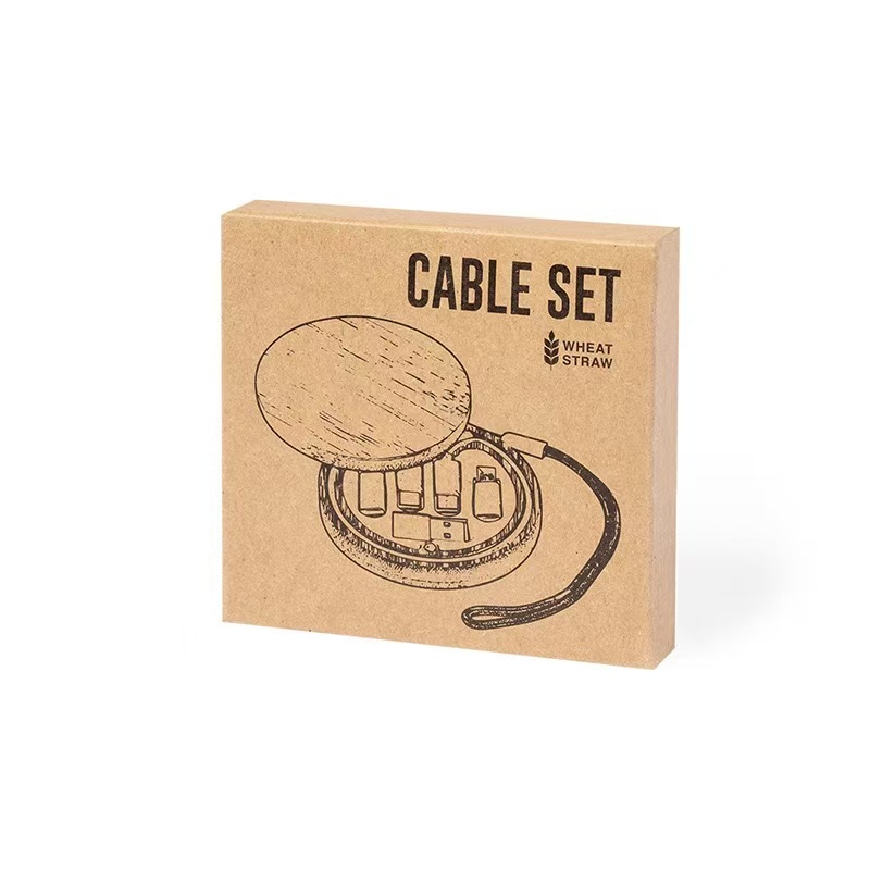 6-in-1 Bamboo 60W fast Charging Cord with Degradable Wheat Straw Case