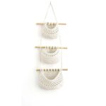3‑Tier Macrame Hanging Fruit Basket, Detachable Nordic Woven Wall Hanging Produce Storage Net Bag for home