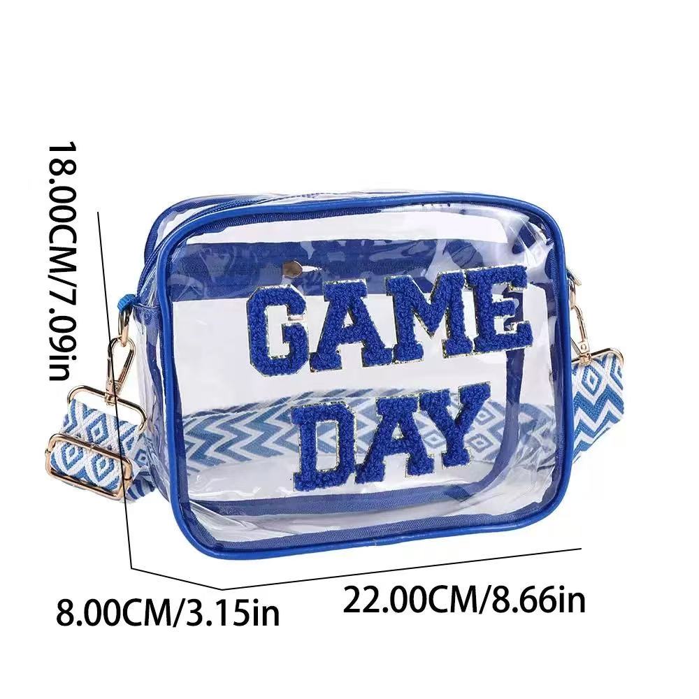 “Game Day” Clear Crossbody Purse, Transparent PVC Stadium Bag for Concerts & Sports