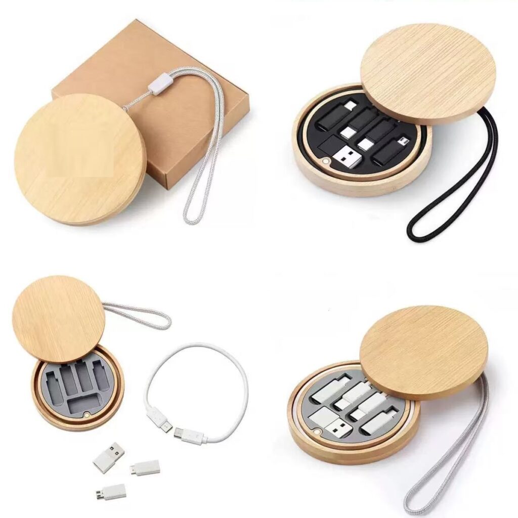 6-in-1 Bamboo 60W fast Charging Cord with Degradable Wheat Straw Case