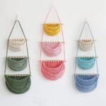 3‑Tier Macrame Hanging Fruit Basket, Detachable Nordic Woven Wall Hanging Produce Storage Net Bag for home