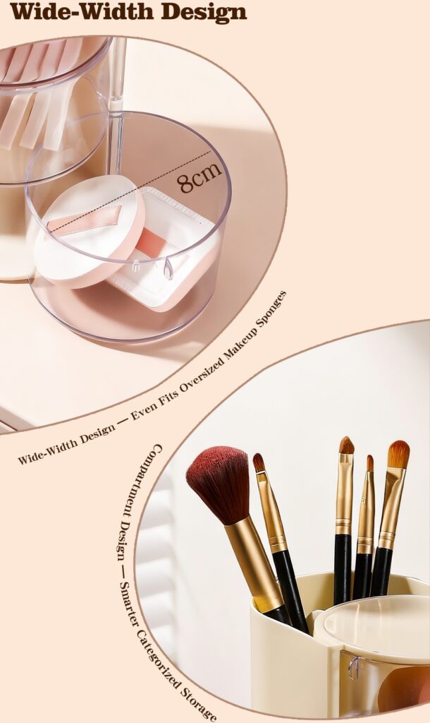 Rotating Multi‑Purpose Makeup Organizer Dust‑Proof Cosmetic Storage Box for Vanity Desktop