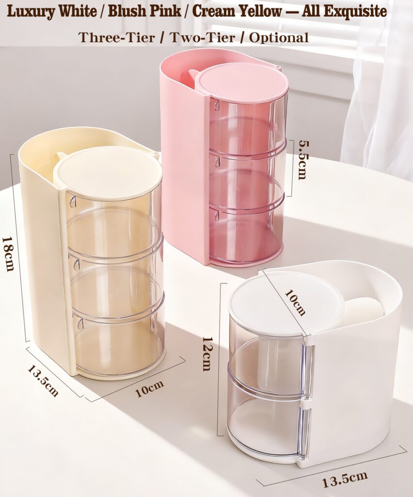 Rotating Multi‑Purpose Makeup Organizer Dust‑Proof Cosmetic Storage Box for Vanity Desktop