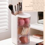 Rotating Multi‑Purpose Makeup Organizer Dust‑Proof Cosmetic Storage Box for Vanity Desktop