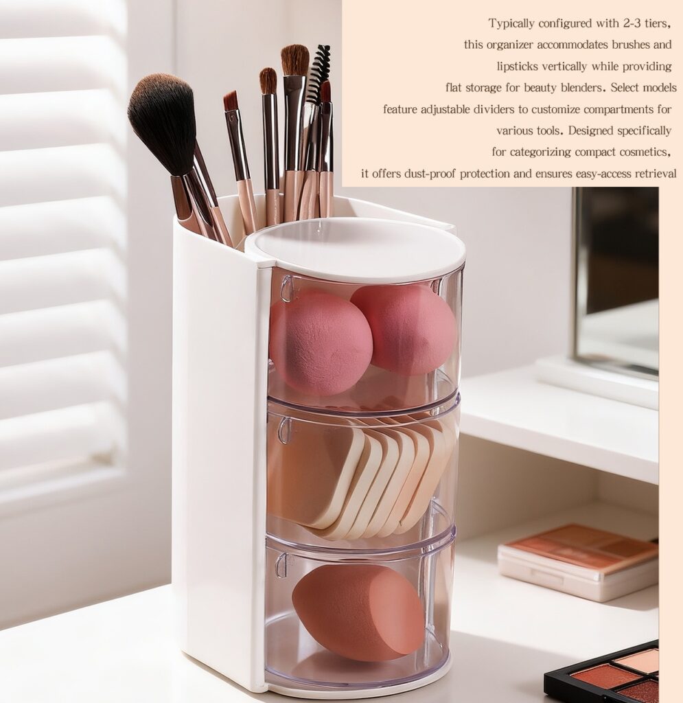 Rotating Multi‑Purpose Makeup Organizer Dust‑Proof Cosmetic Storage Box for Vanity Desktop