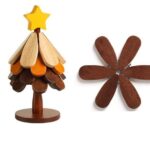 Wooden Tree‑Shaped Trivet, Detachable Multi‑Purpose Solid Wood Heat Resistant Pot Mat, Decorative Table Coaster for Hot Pots Bowls Plates Cups, Kitchen Tabletop Decoration Ornament