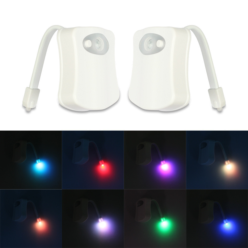 Motion Sensor Toilet Night Light, LED Toilet Bowl Light with Human Motion & Light Sensor, 8/16‑Color Changing Waterproof Toilet Seat Lamp