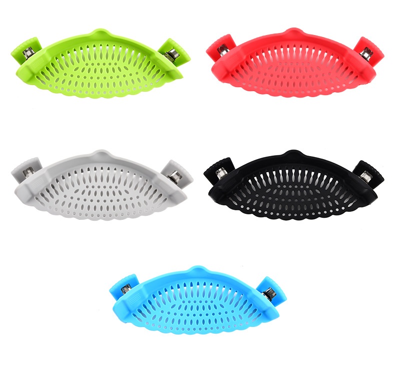 Clip‑on Silicone Pot Strainer, Snap‑on Food Drainer for Kitchen Cooking