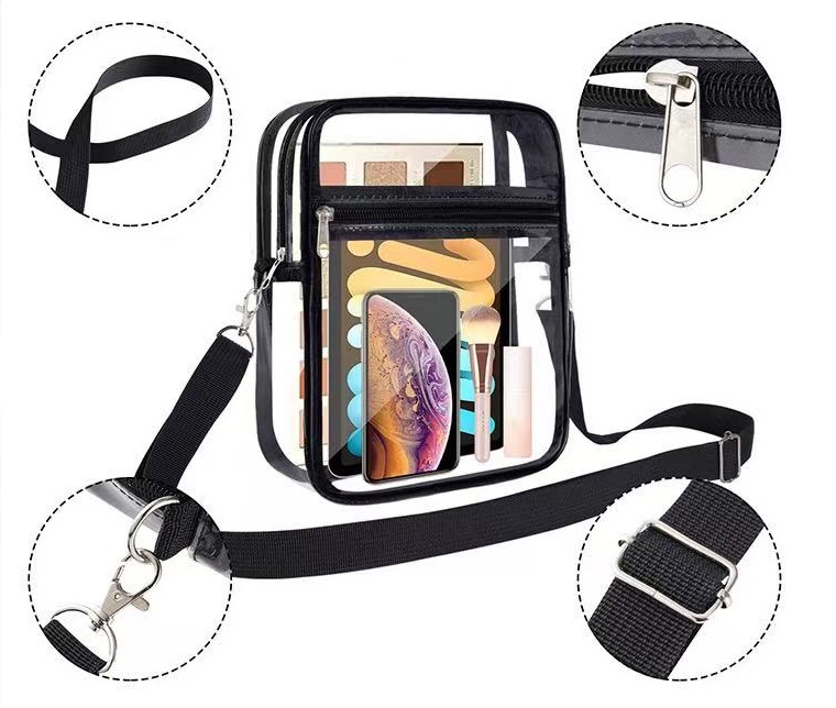 Waterproof Clear Crossbody Purse, Trendy Transparent PVC Shoulder Bag for Travel Beach Outdoor Daily
