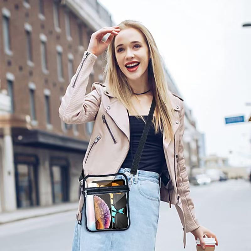 Waterproof Clear Crossbody Purse, Trendy Transparent PVC Shoulder Bag for Travel Beach Outdoor Daily