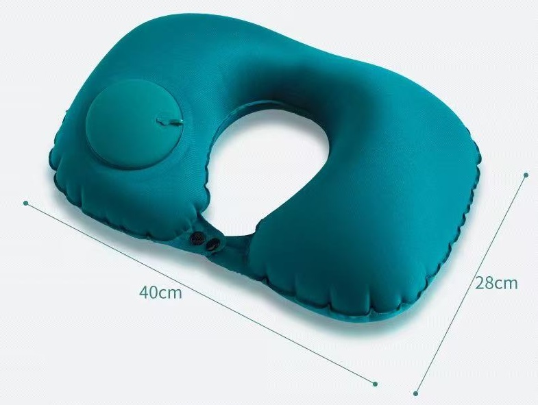 Folding Press‑Type Inflatable Travel Neck Pillow, Ergonomic U‑Shape Portable Cervical Pillow for Airplane Car Office Napping