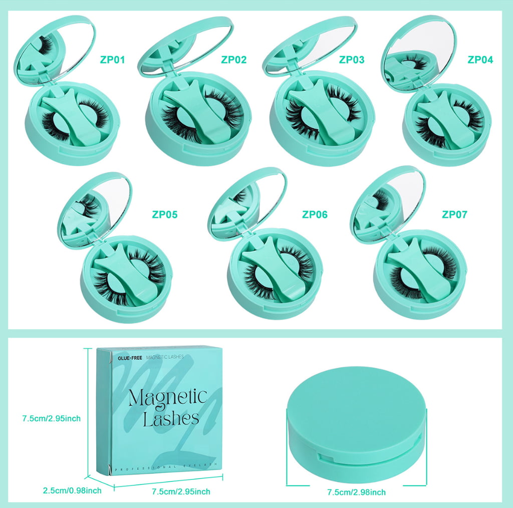 Glue-Free Magnetic False Eyelashes Kit with Applicator & Mirror