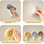 Donut Shaped Self‑Adhesive Wall Hooks, No Drill Cute Decorative Multi‑Purpose Hooks for Home Organizing