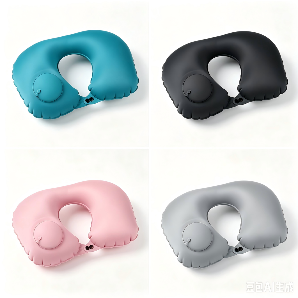 Folding Press‑Type Inflatable Travel Neck Pillow, Ergonomic U‑Shape Portable Cervical Pillow for Airplane Car Office Napping