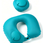 Folding Press‑Type Inflatable Travel Neck Pillow, Ergonomic U‑Shape Portable Cervical Pillow for Airplane Car Office Napping
