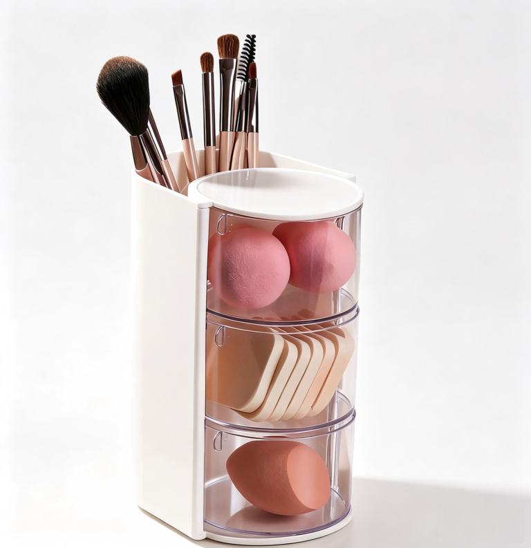 Rotating Multi‑Purpose Makeup Organizer Dust‑Proof Cosmetic Storage Box for Vanity Desktop