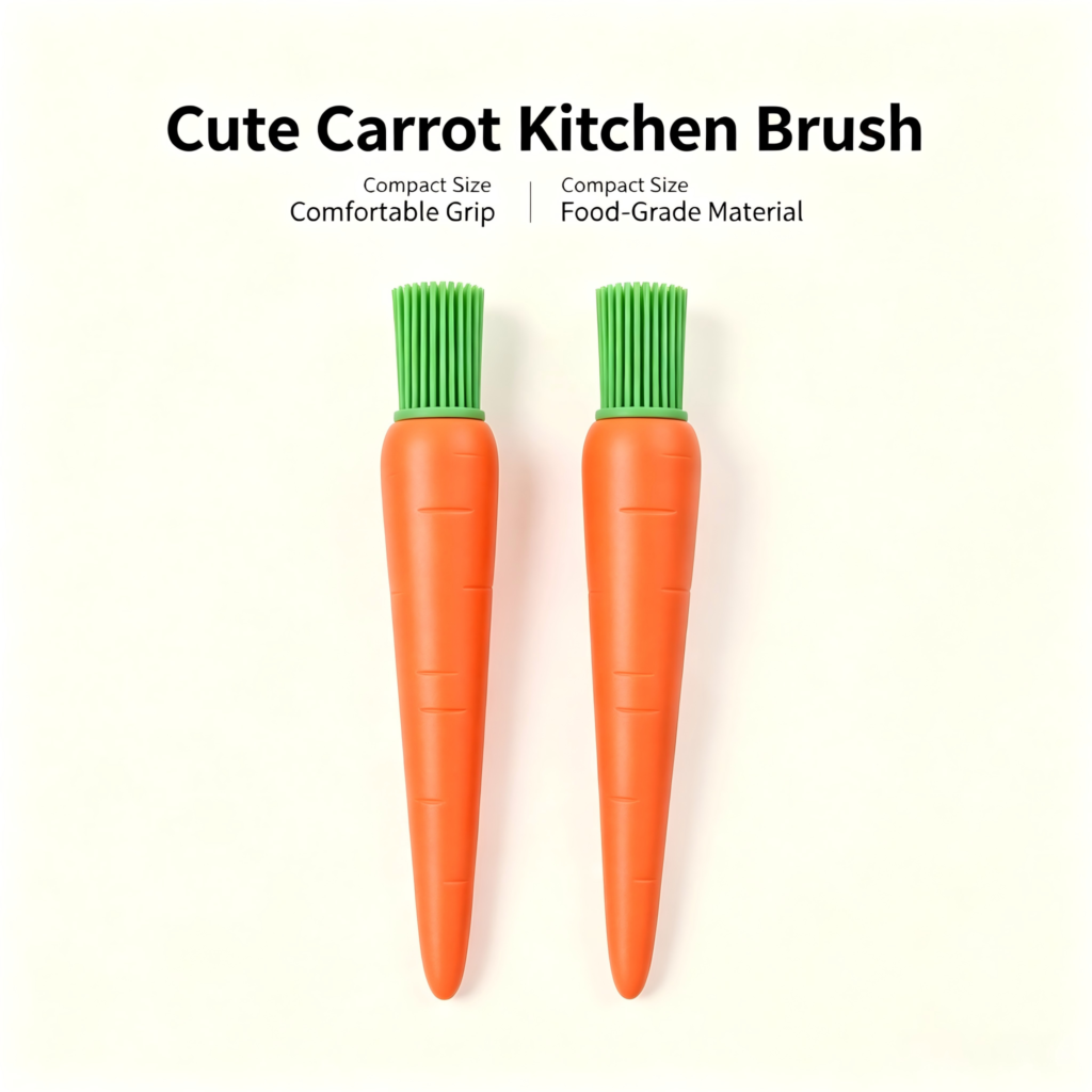 Carrot‑Shaped Silicone Basting Brush, Detachable Kitchen Oil Brush for BBQ Baking Cooking