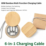 6-in-1 Bamboo 60W fast Charging Cord with Degradable Wheat Straw Case
