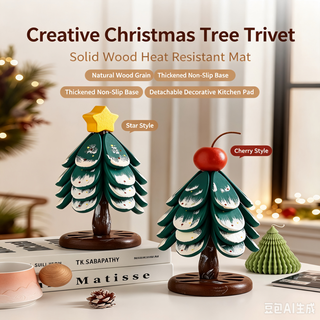 Wooden Tree‑Shaped Trivet, Detachable Multi‑Purpose Solid Wood Heat Resistant Pot Mat, Decorative Table Coaster for Hot Pots Bowls Plates Cups, Kitchen Tabletop Decoration Ornament