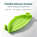 Clip‑on Silicone Pot Strainer, Snap‑on Food Drainer for Kitchen Cooking