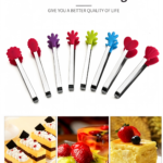 Cute Mini Silicone Food Tongs, Small Serving Tongs for Dessert & Snack