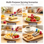 Cute Mini Silicone Food Tongs, Small Serving Tongs for Dessert & Snack