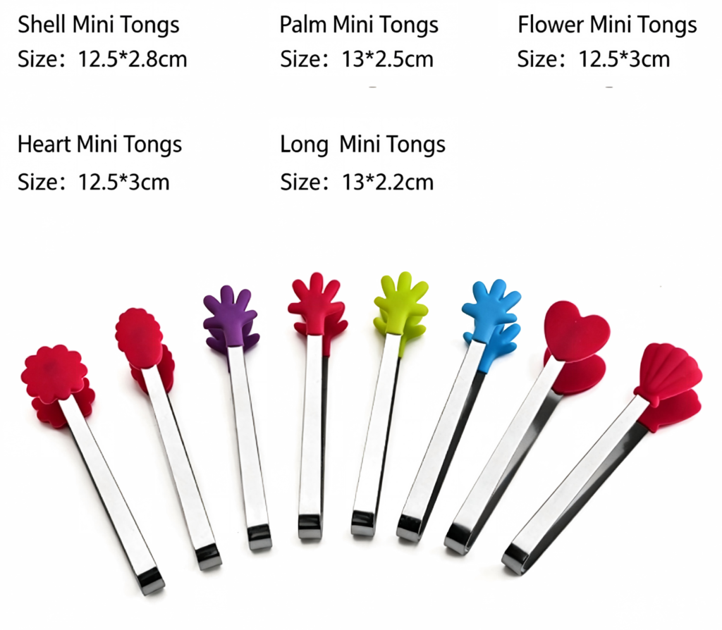 Cute Mini Silicone Food Tongs, Small Serving Tongs for Dessert & Snack