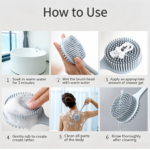 Long Handle Silicone Bath Body Brush, Long Handle Bath Body Massager, Massage Shower Brush for Men Women