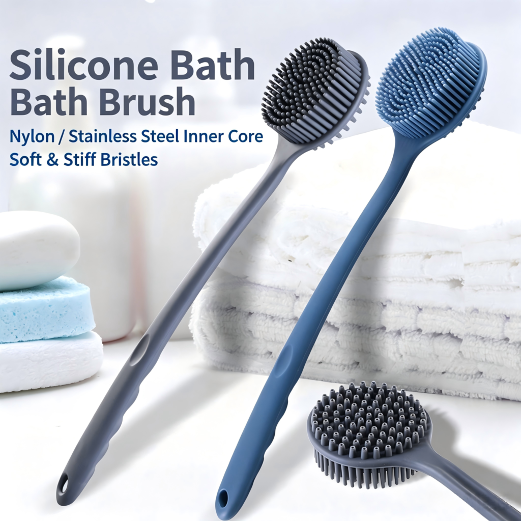 Long Handle Silicone Bath Body Brush, Long Handle Bath Body Massager, Massage Shower Brush for Men Women