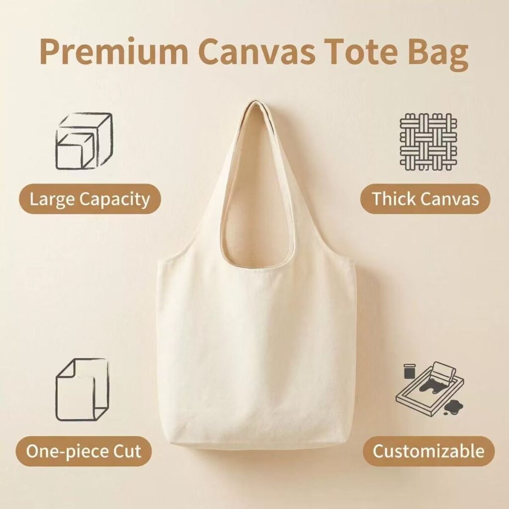 large canvas shoulder bag, reusable shopping bag, casual daily tote handbag, school work travel tote bag