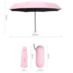 Mini Capsule Compact Umbrella UPF50+, Portable Sun & Rain Travel Pocket Umbrella with Storage Case