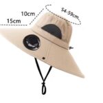 Solar Powered Cooling Fan Sun Hat, UPF 50+ UV Protection Wide Brim Boonie Hat with Dual Fans