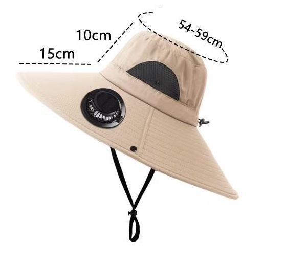 Solar Powered Cooling Fan Sun Hat, UPF 50+ UV Protection Wide Brim Boonie Hat with Dual Fans