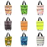 2‑in‑1 Foldable Rolling Shopping Bag with Wheels, Reusable Grocery Tote Trolley