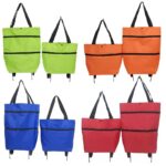 2‑in‑1 Foldable Rolling Shopping Bag with Wheels, Reusable Grocery Tote Trolley