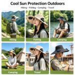 Solar Powered Cooling Fan Sun Hat, UPF 50+ UV Protection Wide Brim Boonie Hat with Dual Fans