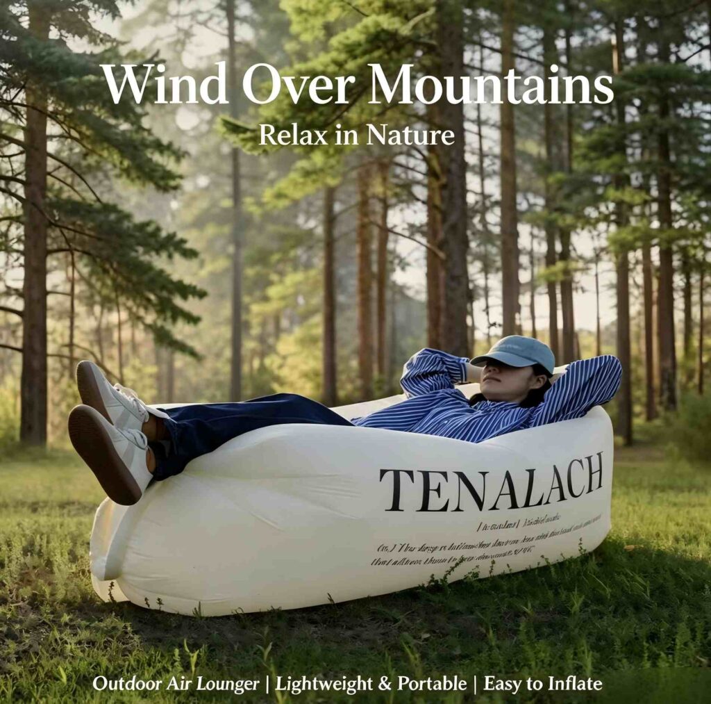 Portable Inflatable Air Sofa, Waterproof Blow‑Up Lounge Chair with Storage Bag for Beach Camping Outdoor