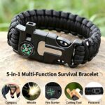 5‑in‑1 Survival Paracord Bracelet, Tactical Emergency Wristband with Compass Whistle Fire Starter for Outdoor Camping Hiking