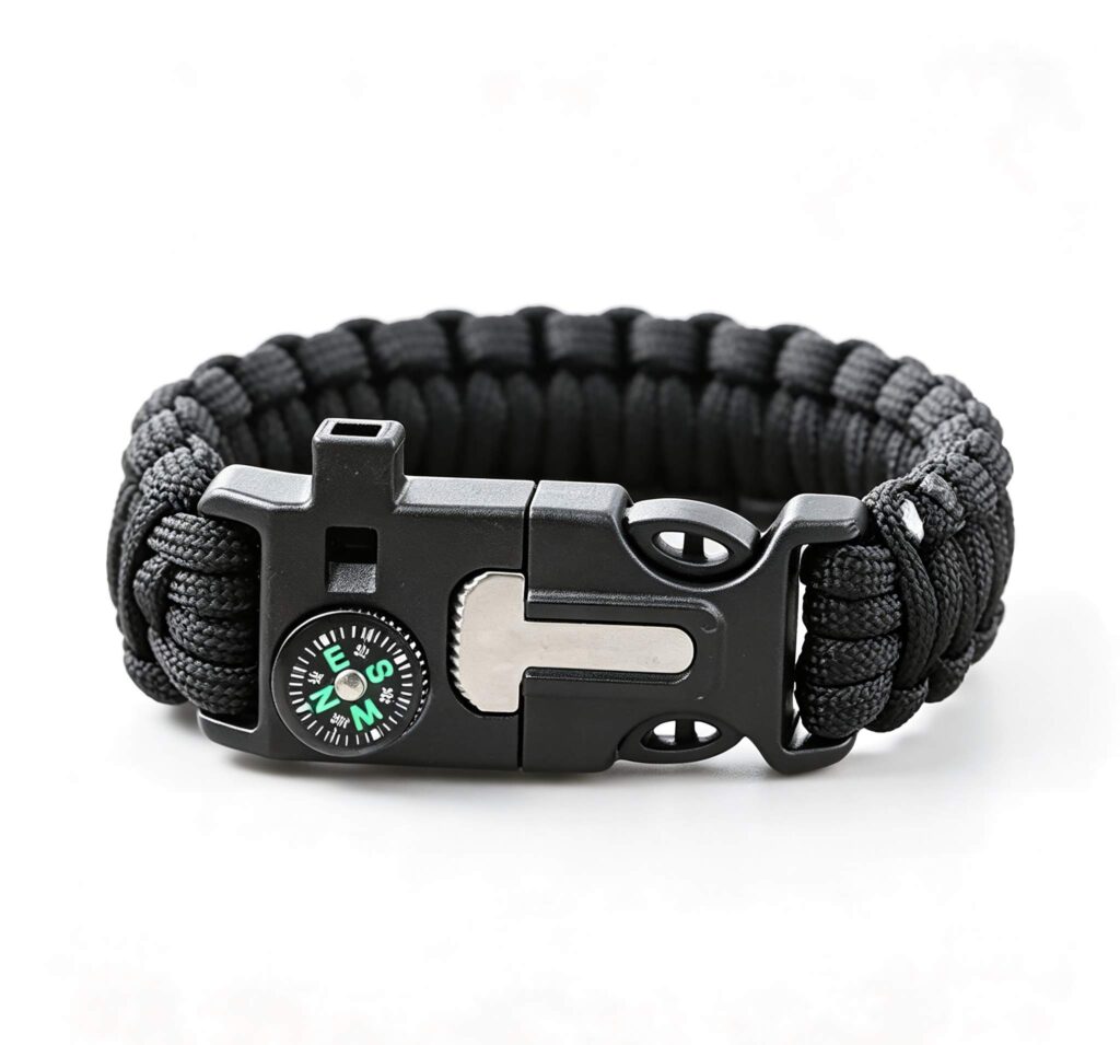 5‑in‑1 Survival Paracord Bracelet, Tactical Emergency Wristband with Compass Whistle Fire Starter for Outdoor Camping Hiking